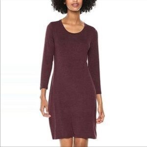 ATM Cotton Long Sleeve Merlot Dress
